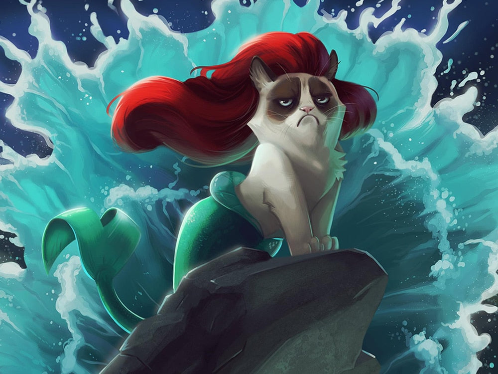 Diamond Painting Crazy Cats - Green / 20x30cm-Round Drill