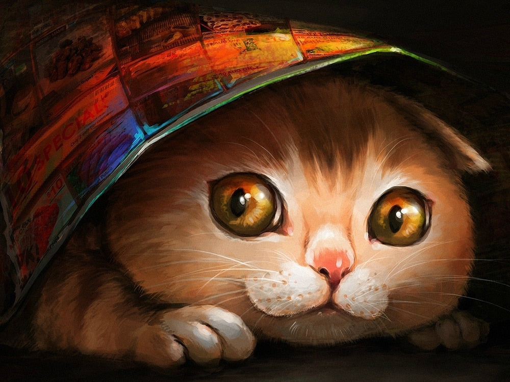 Diamond Painting Crazy Cats - Black / 20x30cm-Round Drill