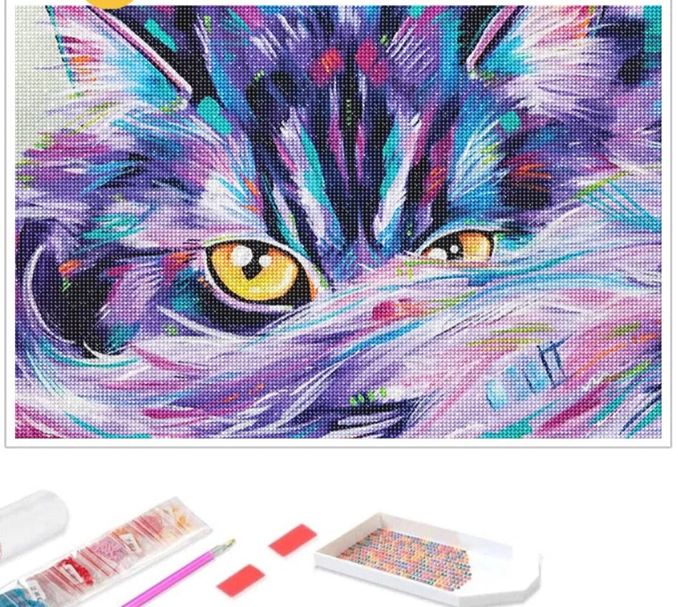 Diamond Painting Sneaky Cat - square 20x30cm