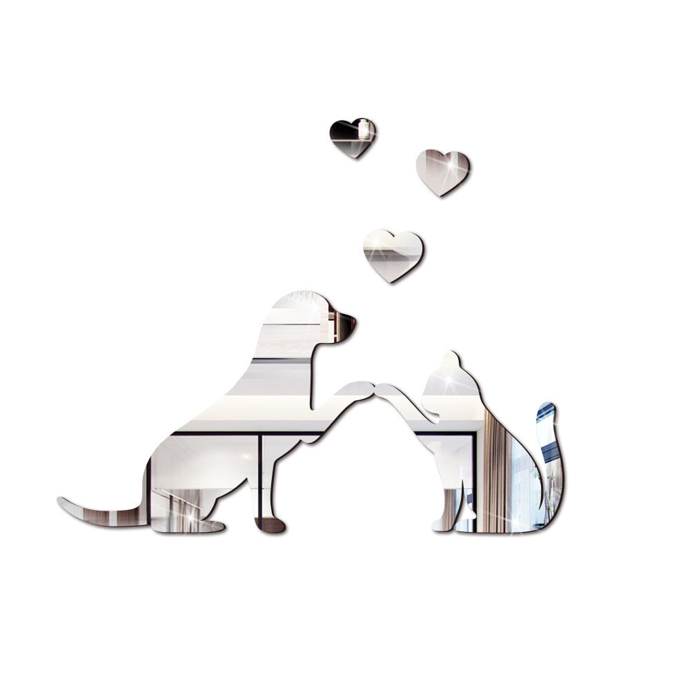 Dog and Cat Wall Art - Silver