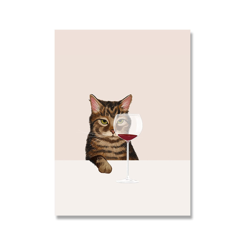 Drinking Wine Cat Poster - Cat poster