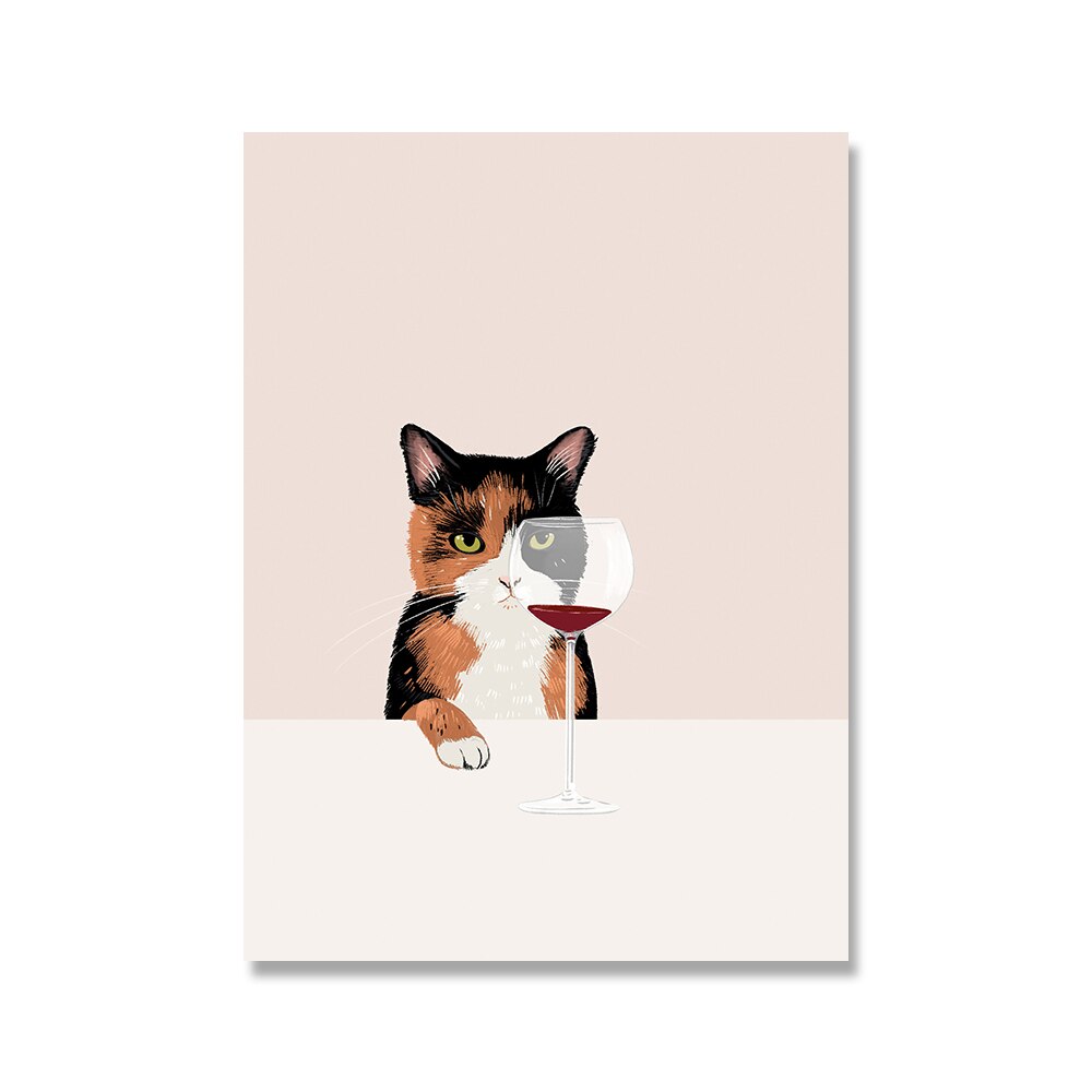Drinking Wine Cat Poster - Cat poster