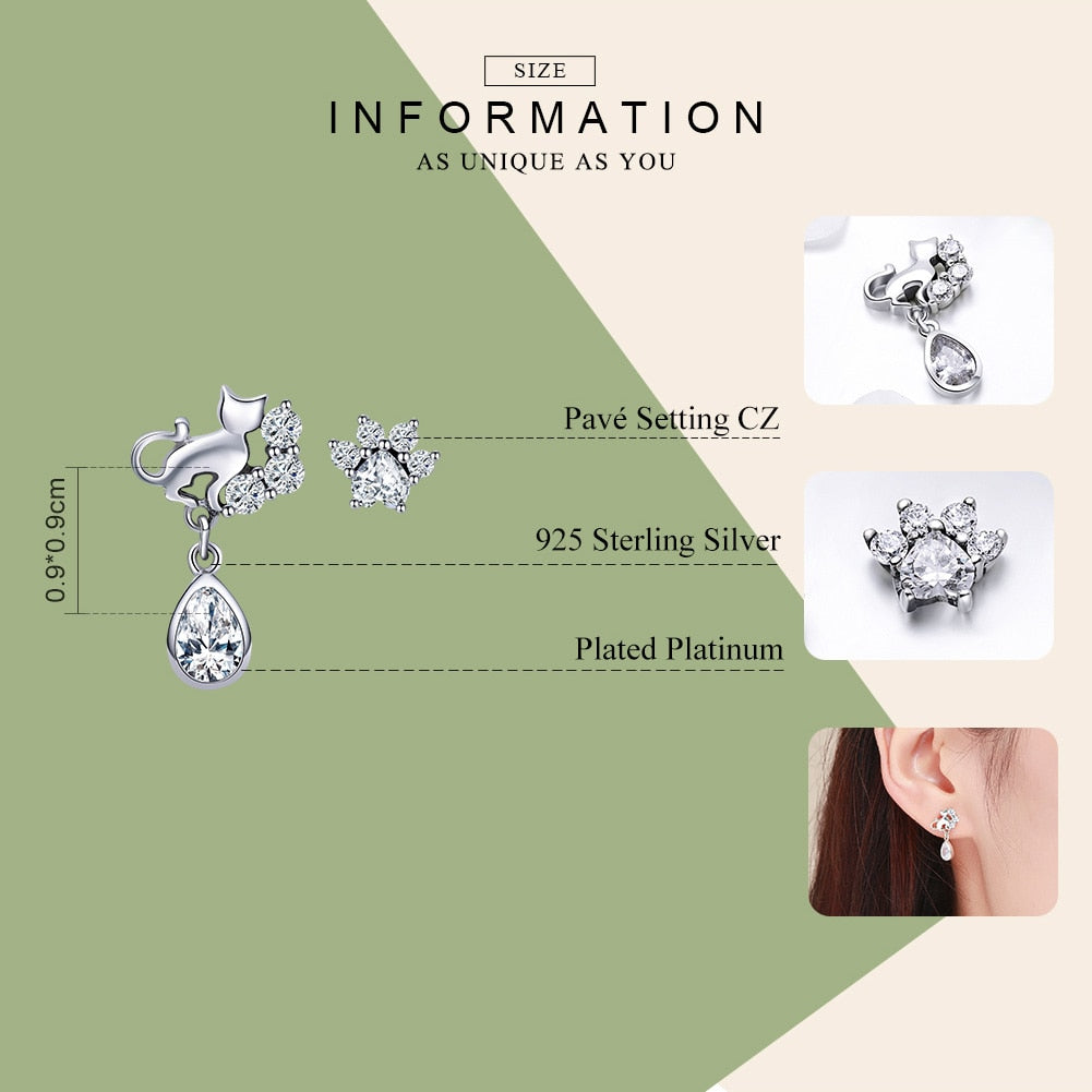 Elegant Cat Diamond Earrings - Cat earrings