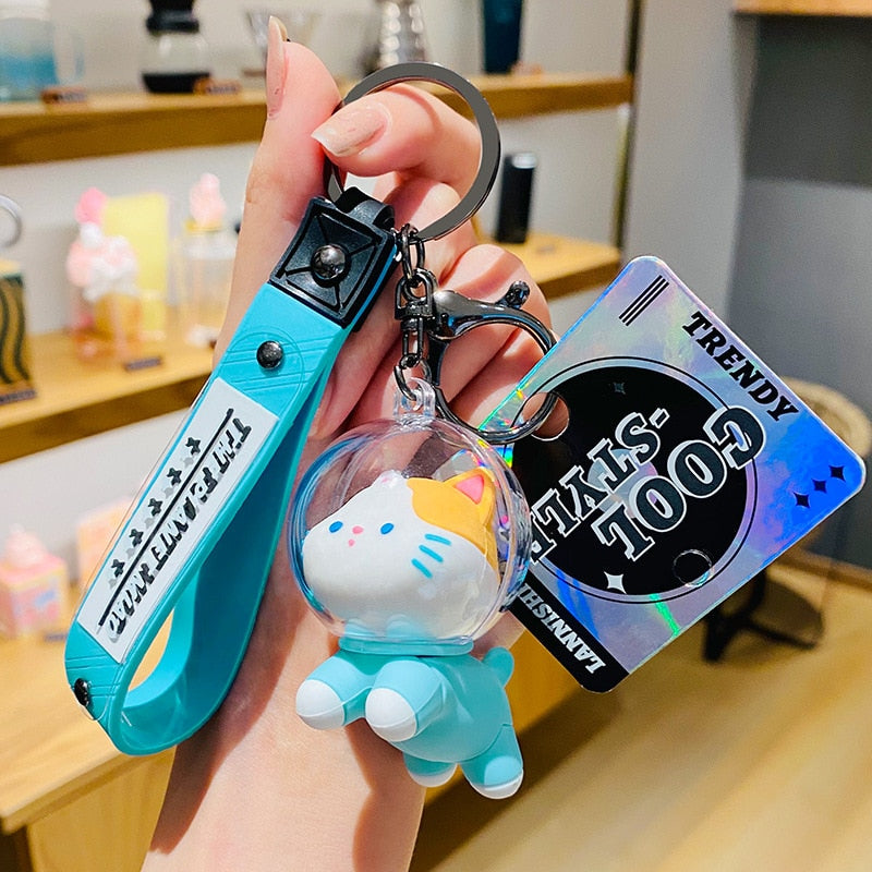 Elegant Cat Keychain - Green - Cat Keychains