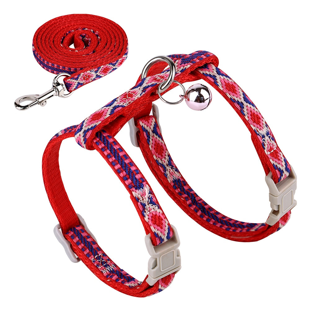 Extra Small Cat Harness - Red - cat harness leash