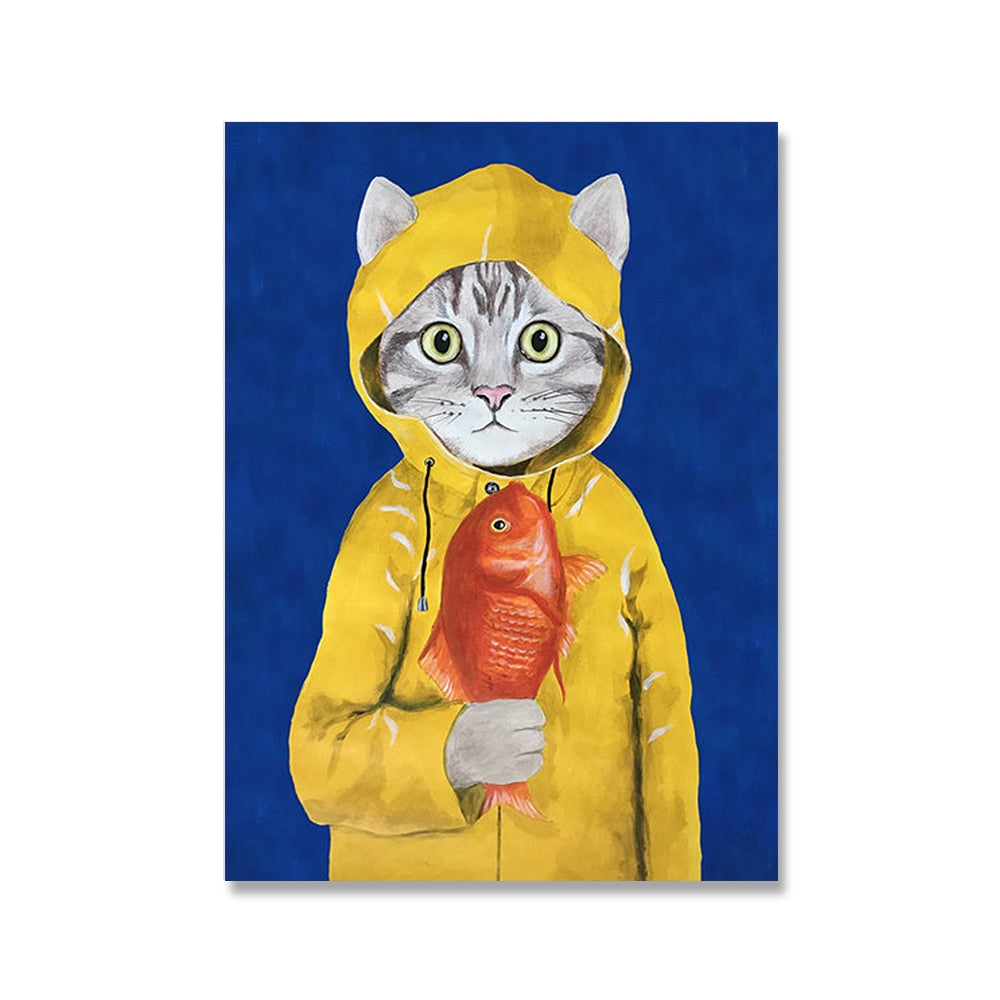 Fancy Cat Painting - 13x18cm no frame / Yellow