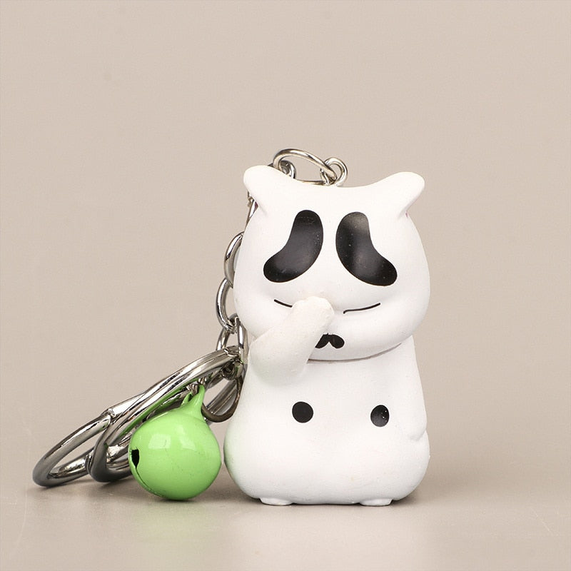 Fat Cat Keychain - White - Cat Keychains