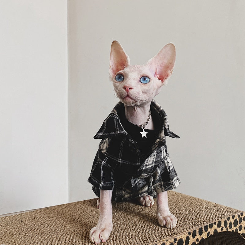 Flannel Shirt for Cat - Black / XS - Shirts for Cats