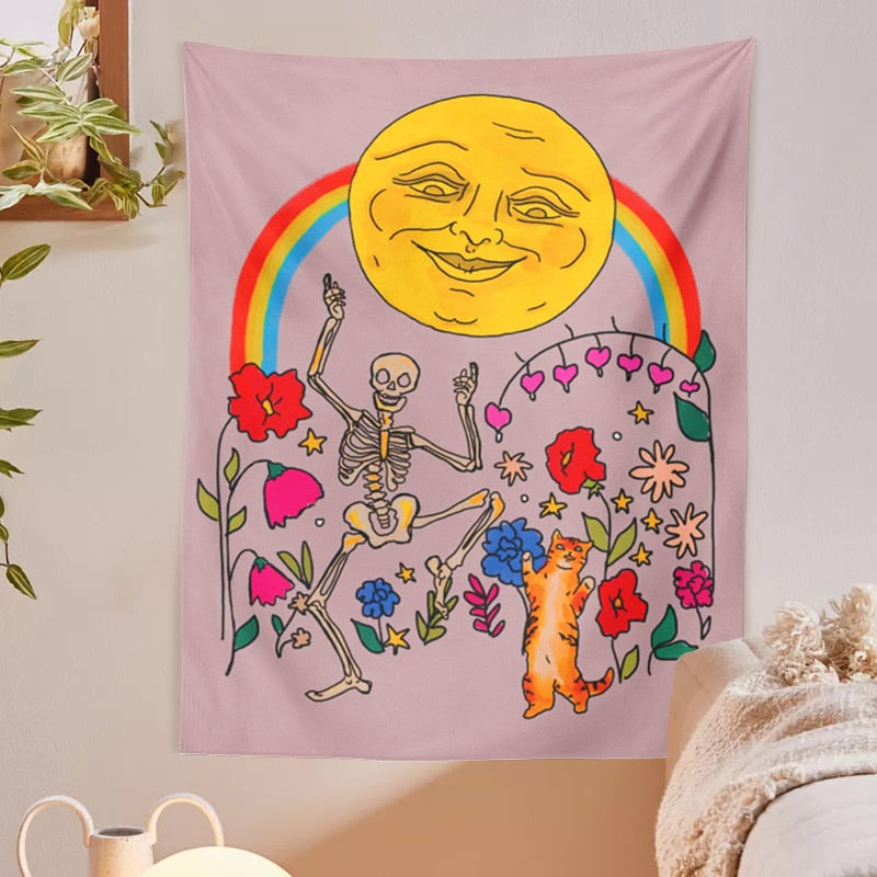 Flower Cat Tapestry - Cat Tapestry