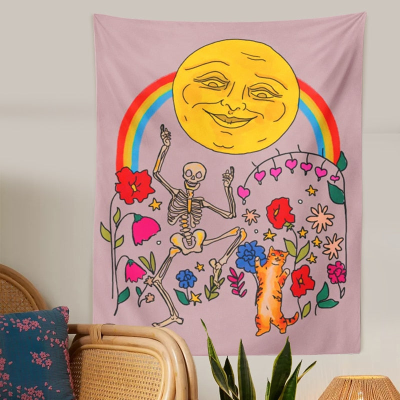 Flower Cat Tapestry - Cat Tapestry