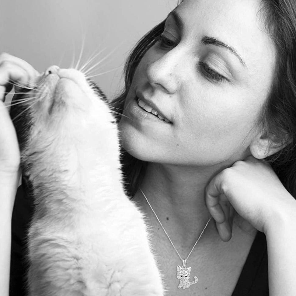 Full Diamond Cat Necklace - Cat necklace