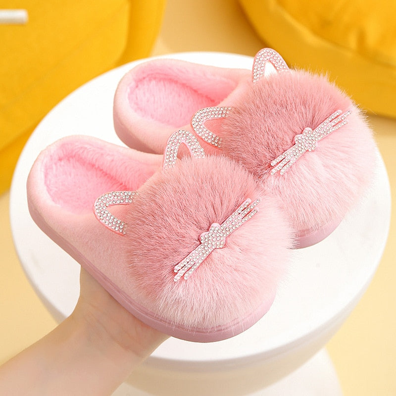 Fuzzy Cat Slippers - Pink / 26-27(insole 16.5cm) - Cat