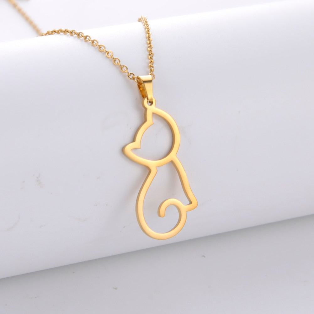 Gold hot sale cat necklace