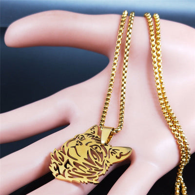 Gold Cat Pendant Necklace - Cat necklace