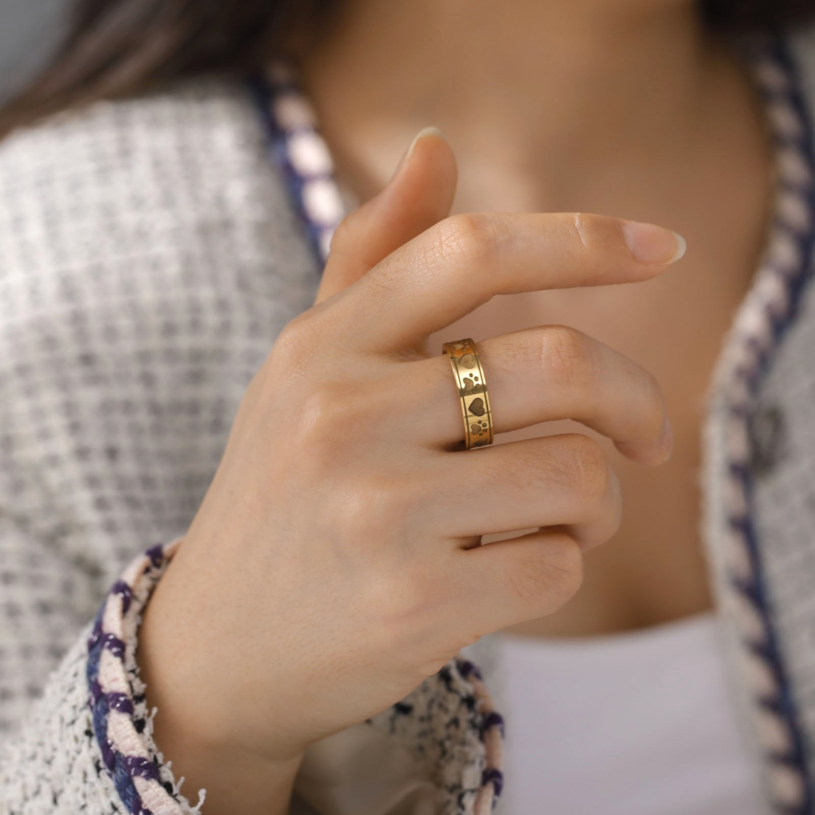 Gold Paw Cat Ring - cat rings