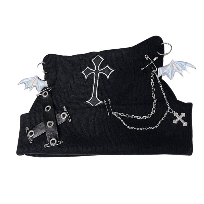Gothic Cat Beanie - Silver / One Size - Cat beanie