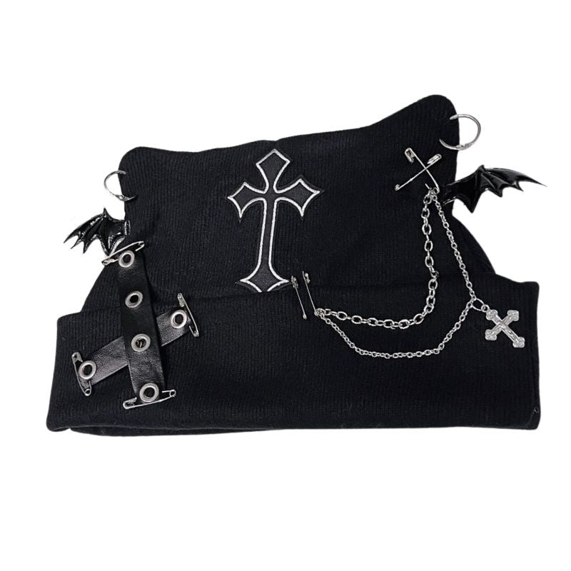 Gothic Cat Beanie - Black / One Size - Cat beanie