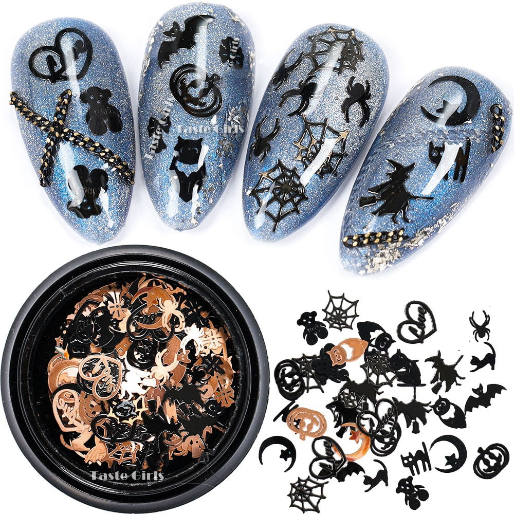 Halloween Black Cat Nail Art