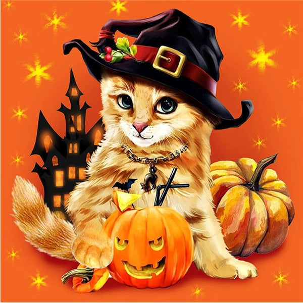 Halloween Cat Diamond Painting - Orange / Full Square