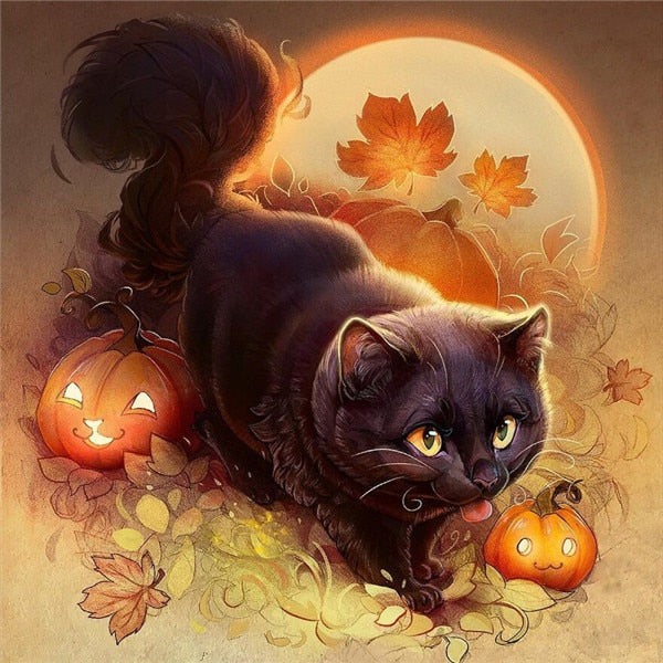 Halloween Cat Diamond Painting - Yellow / Full Square