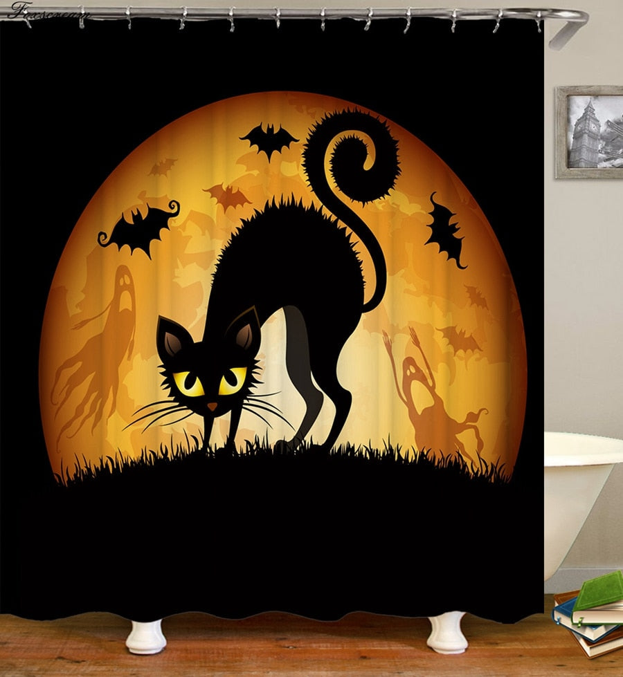 Halloween Cat Shower Curtain - Cats in Dark / 40x60cm mat