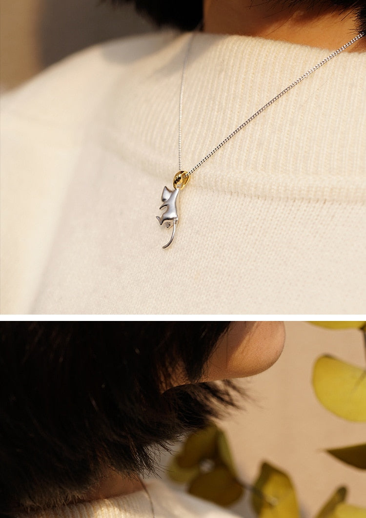 Hanging Cat Necklace - Cat necklace