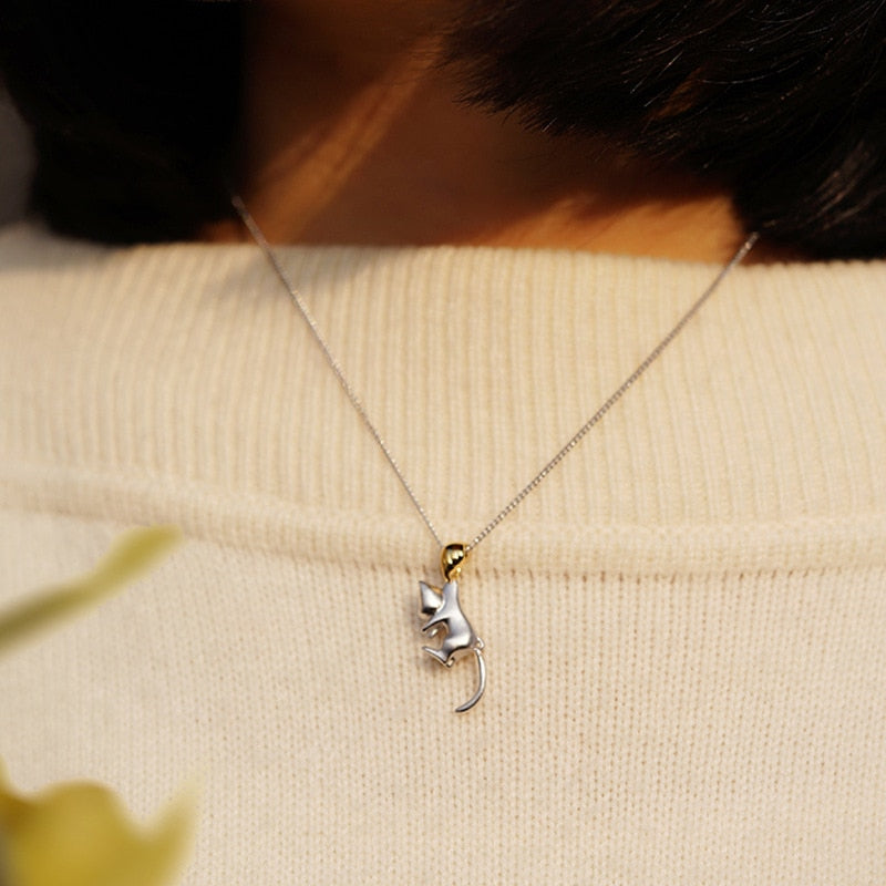 Hanging Cat Necklace - Cat necklace