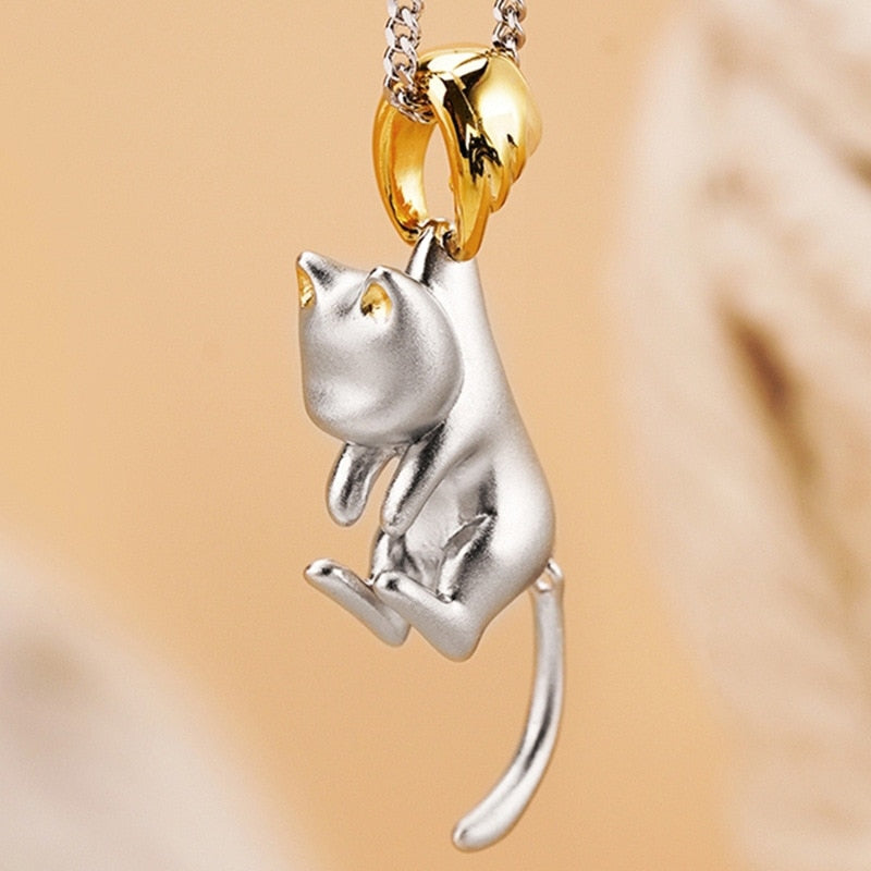 Hanging Cat Necklace - Cat necklace