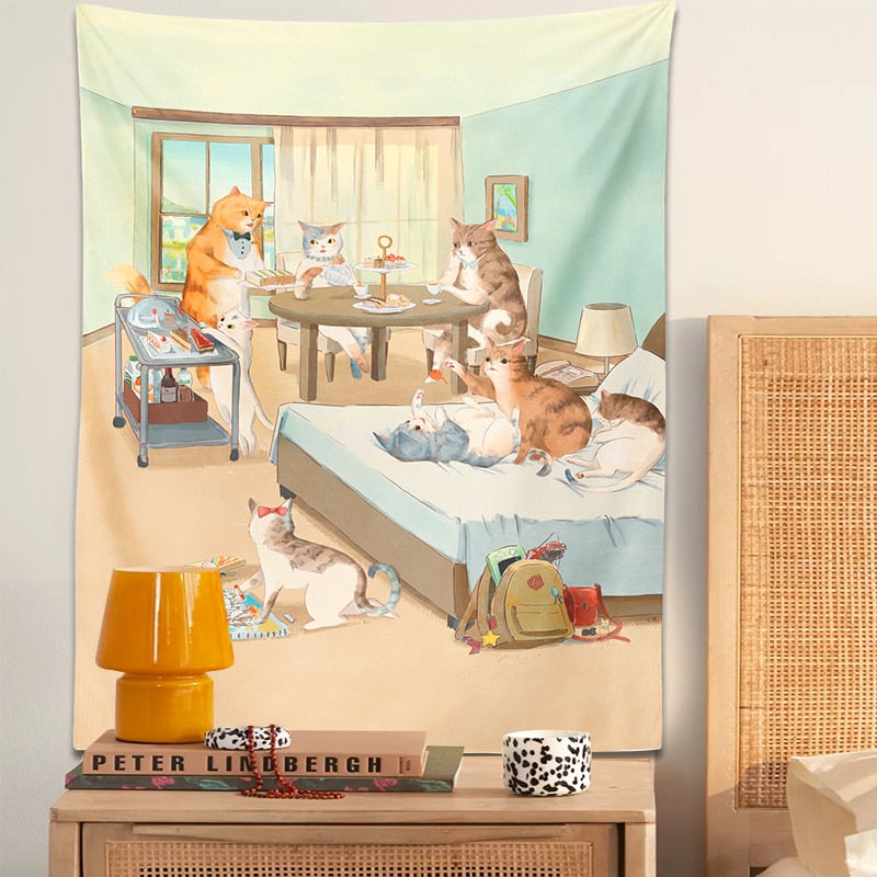 Happy Family Cat Tapestry - Cat Tapestry