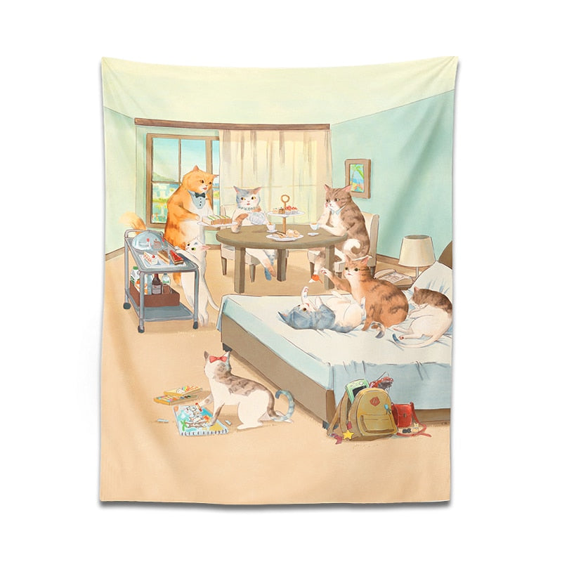 Happy Family Cat Tapestry - Cat Tapestry