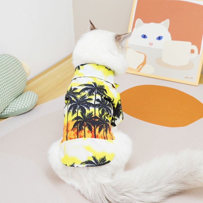 Hawaiian Shirts for Cats - Yellow / S - Shirts for Cats