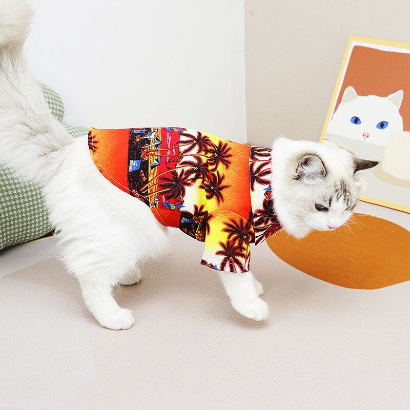 Hawaiian Shirts for Cats - Red / S - Shirts for Cats