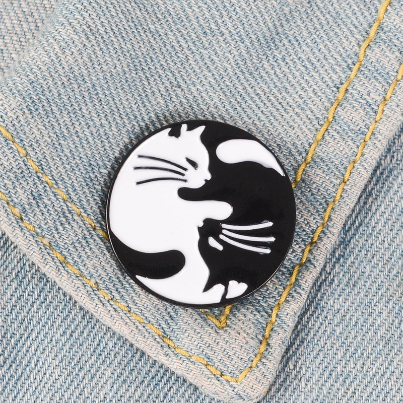Hugging Yin Yang Cat Pin