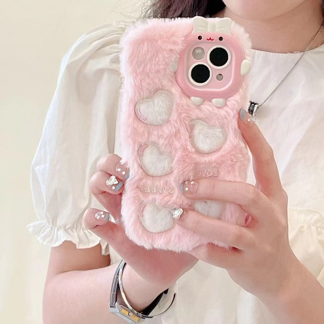 iPhone Fluffy Cat Phone Case - For iPhone 14or13 / Pink -