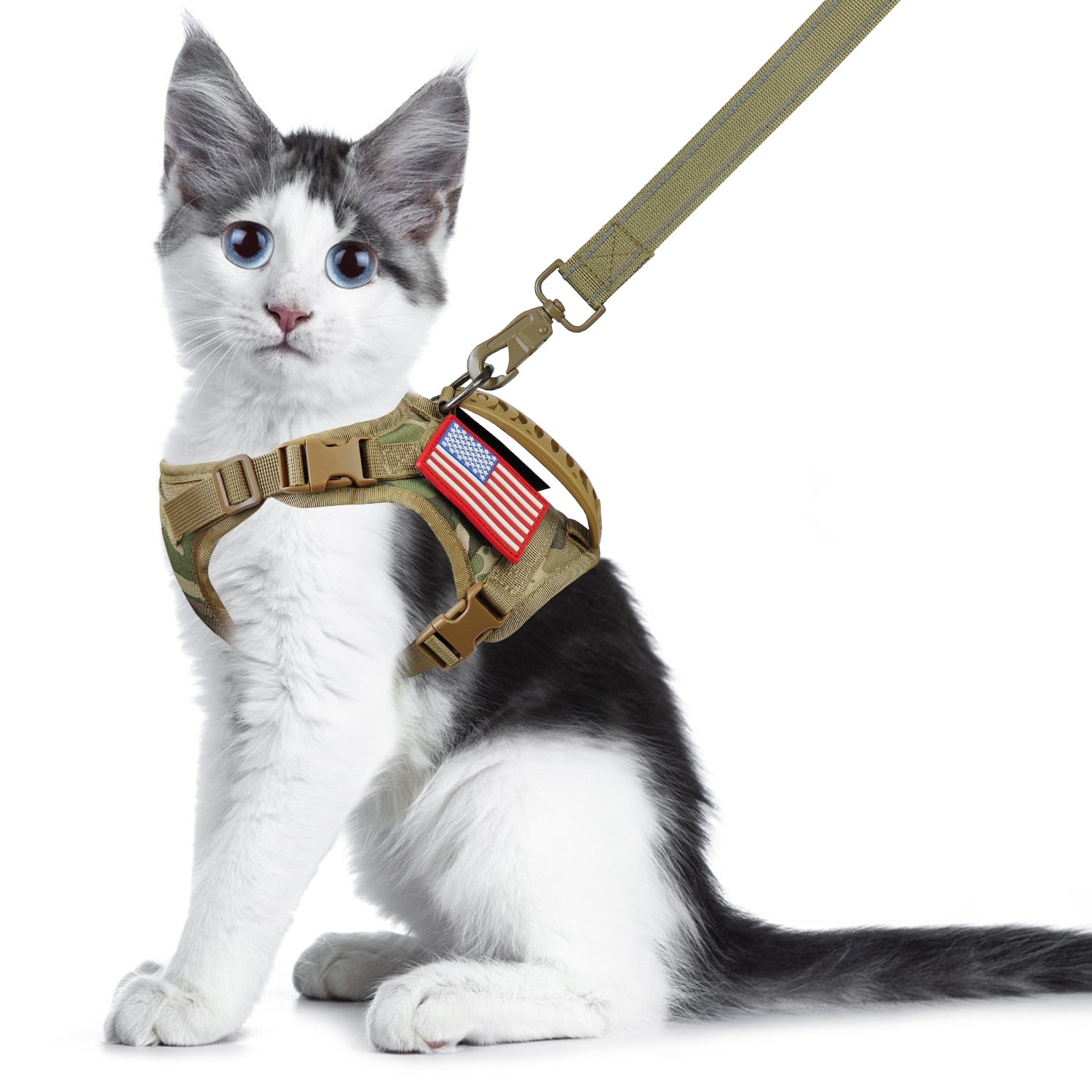 Jacket Harness for Cats - Camo Khaki / L - cat harness leash