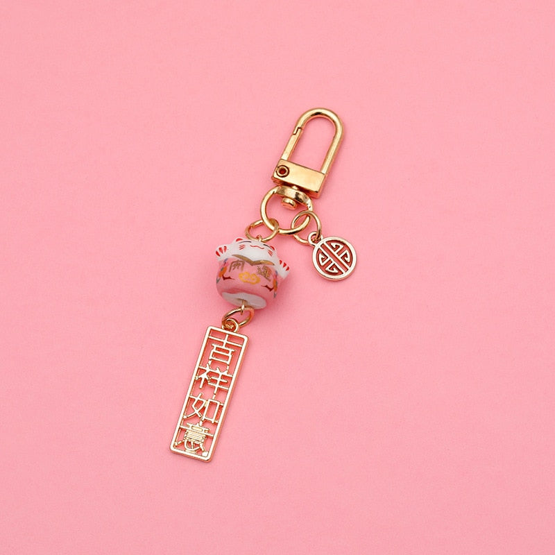 Japanese Cat Keychain - Pink - Cat Keychains