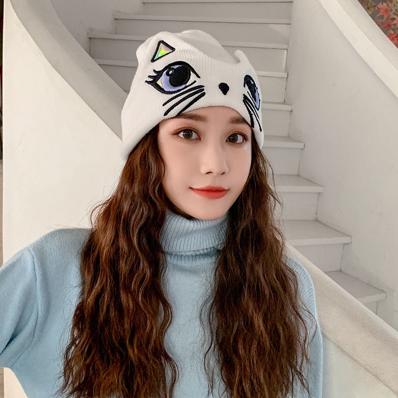 Kawaii cat hat - White / 54-60CM - Cat beanie