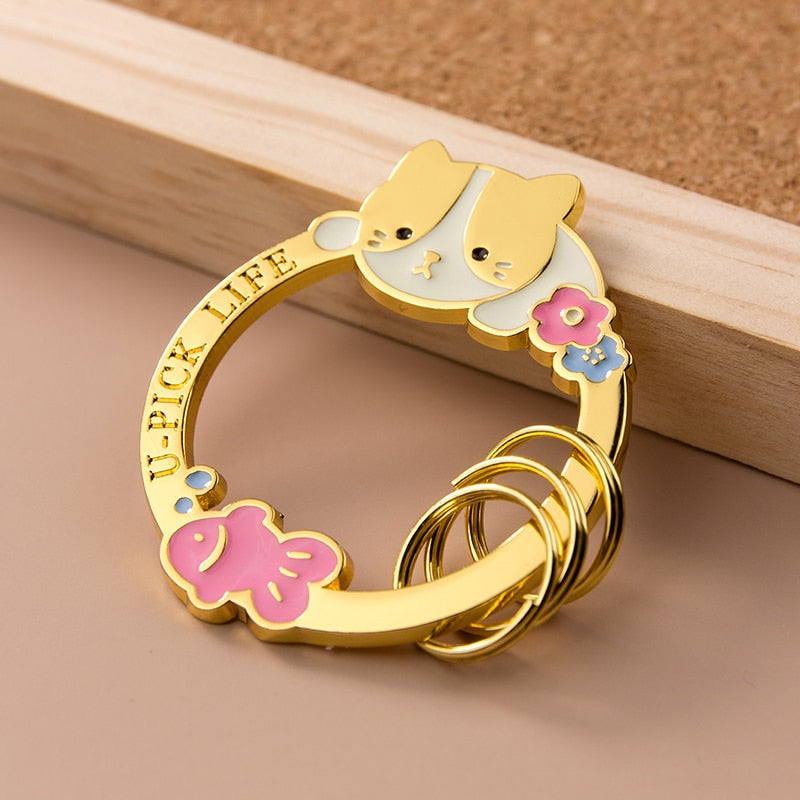Kawaii Gold Cat Keychain - Cat Keychains