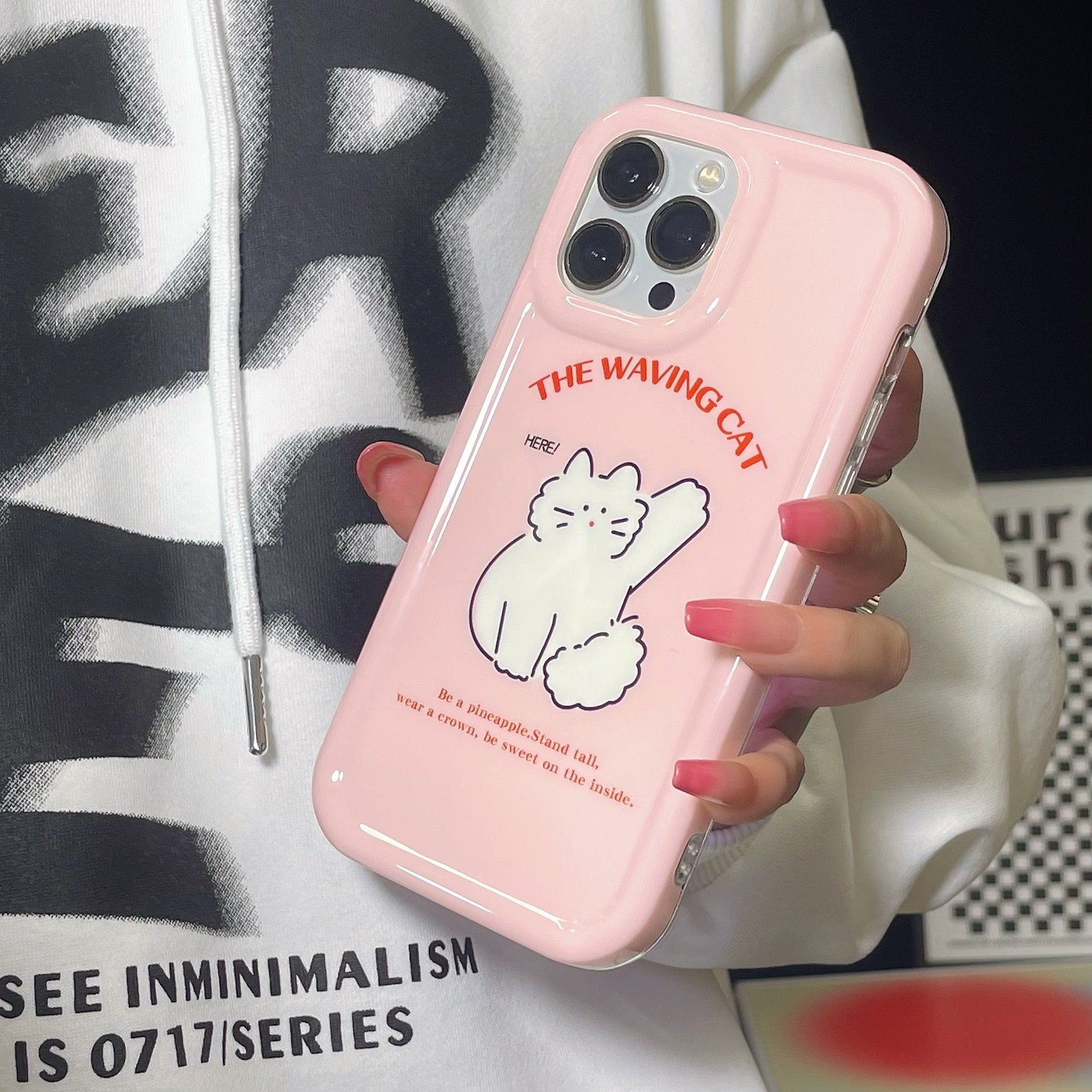 Kawaii Pink Cat iPhone Case