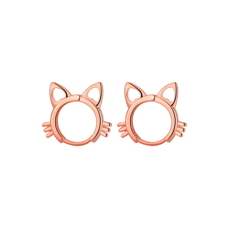 Kitty Cat Earrings - Rose Gold - Cat earrings