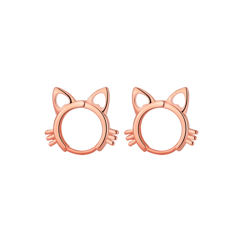 Kitty Cat Earrings - Rose Gold - Cat earrings