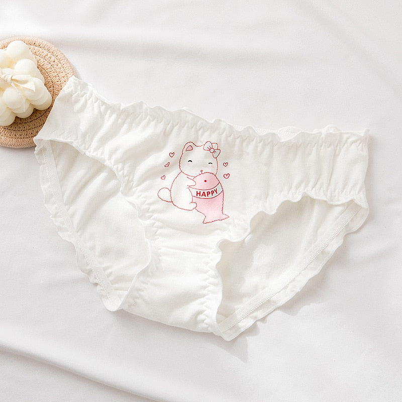 Kitty Cat Panties - Meow Meow eat fish / L - Cat panties