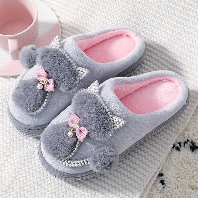 Kitty Cat Slippers - Gray / 36 - Cat slippers