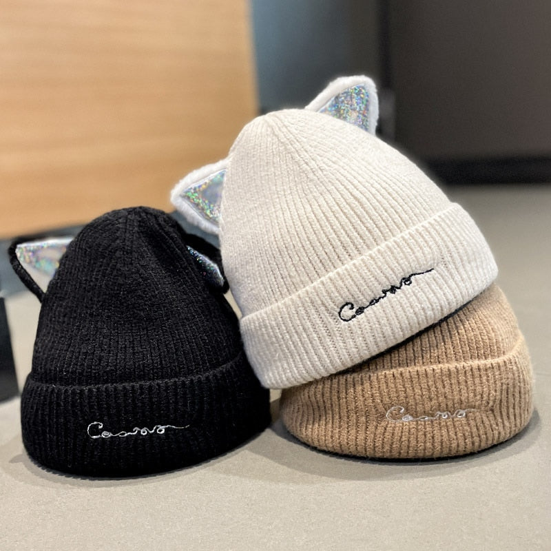 Knitted Cat Beanie - Cat beanie