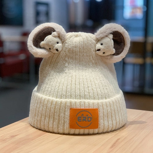 Korean Cat Beanie - Adult / White - Cat beanie