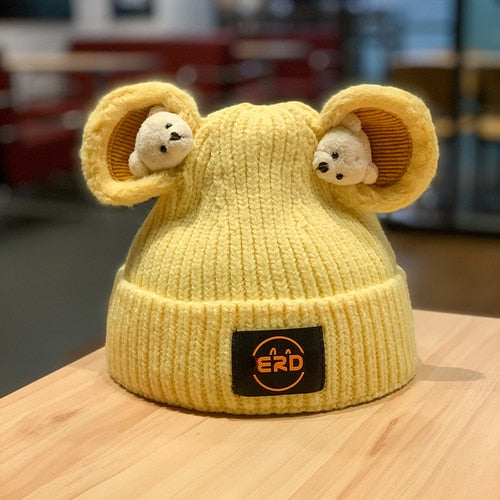 Korean Cat Beanie - Adult / Yellow - Cat beanie