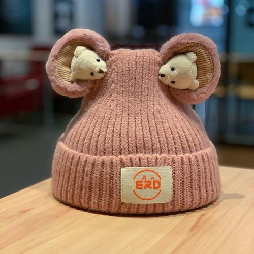 Korean Cat Beanie - Adult / Pink - Cat beanie