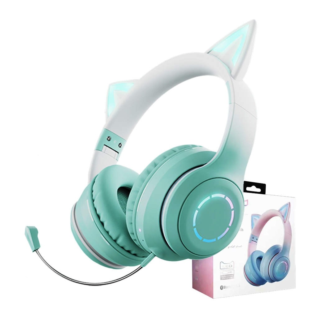 Light Up Cat Ear headphones - Green - Light Up Cat Ear