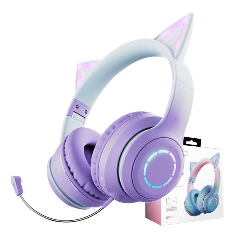 Light Up Cat Ear headphones - Purple - Light Up Cat Ear