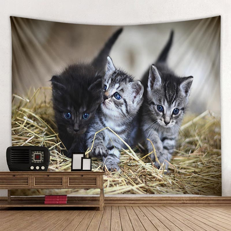 Little Cats Tapestry - Beige / 90x60cm - Cat Tapestry